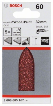 Шлифлист, в упаковке 5 шт. 32 mm, 60 2608605167